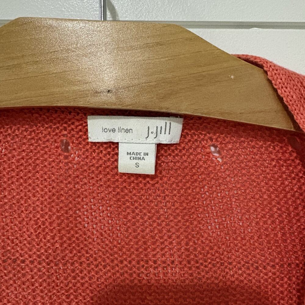J. Jill | Cardigan Sweater Linen Coral Short Sleeve Summer Preppy- Size Small - Picture 5 of 8